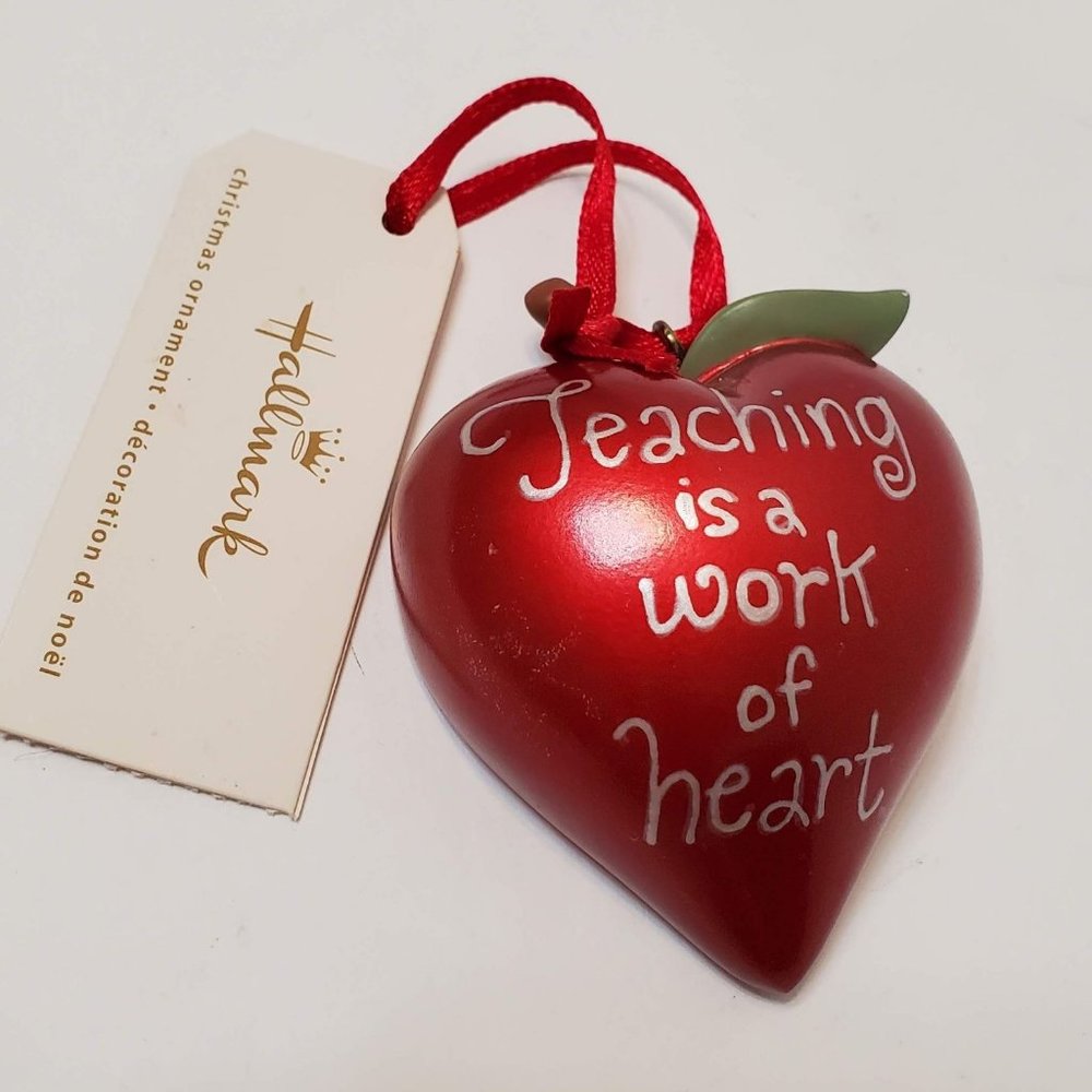 Hallmark Ornament, Teacher Gift, Teaching is a Work of Heart, Red Apple, 2009